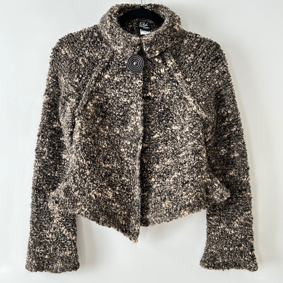 Covelo Boucle Knit Gray Wool & Mohair Sweater Cardigan Jacket - Picture 1 of 16